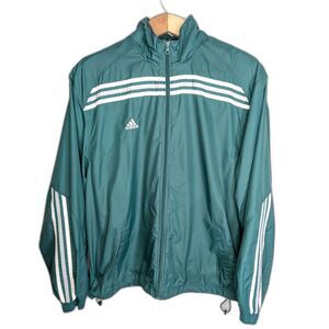 Vintage Adidas Y2K Track Jacket Windbreaker Sz Mens XL White Green Bloke